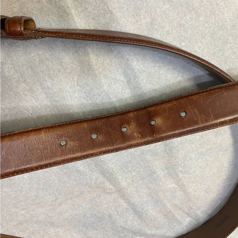 Allen Edmonds Men’s Belt Size 44 Calfskin Leather Brass Buckle Brown Masculine
